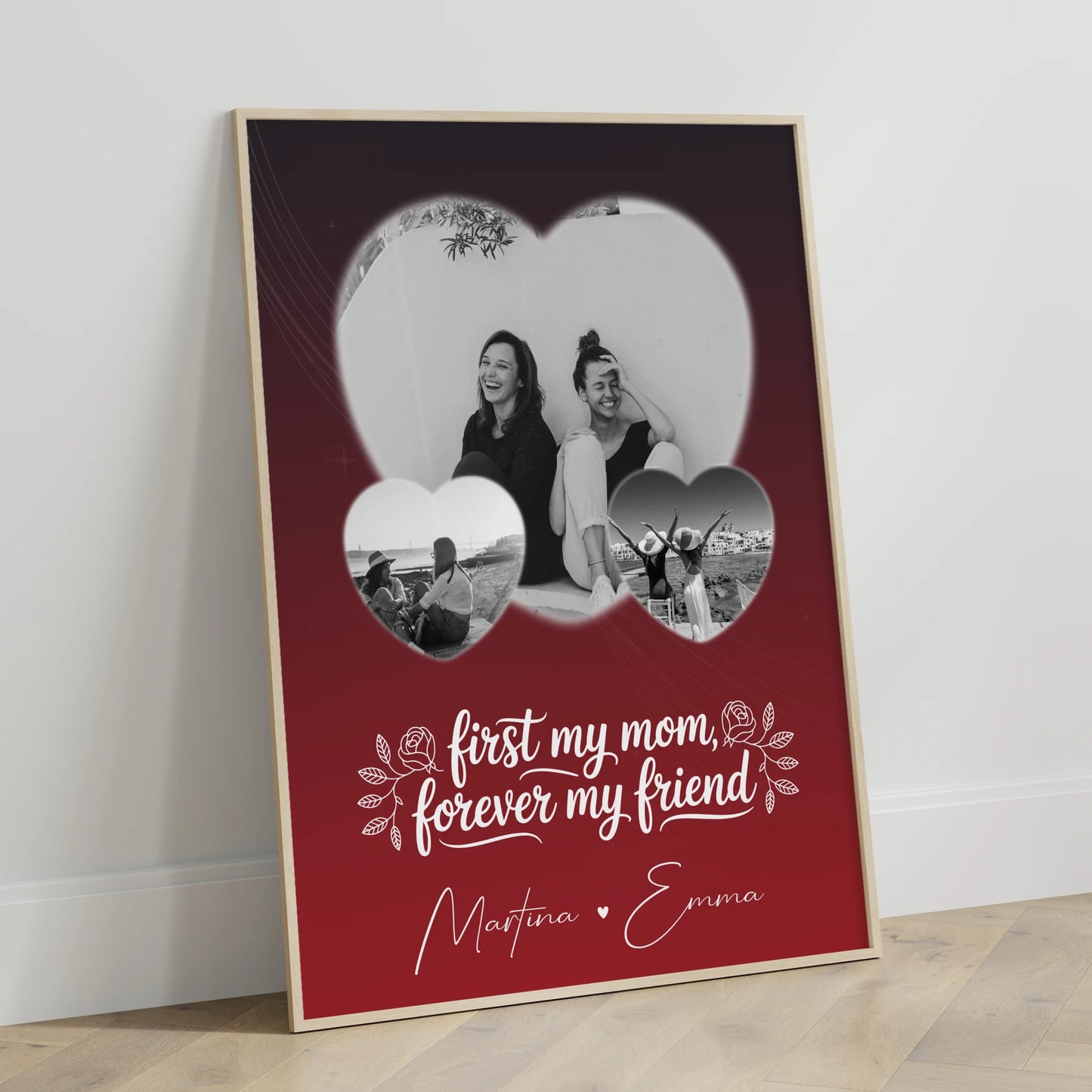Personalisiertes Mama Poster mit 3 Herz Fotos You are my sunshine on a cloudy day