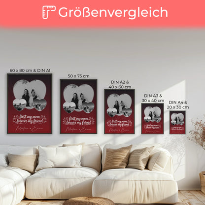 Personalisiertes Mama Poster mit 3 Herz Fotos You are my sunshine on a cloudy day