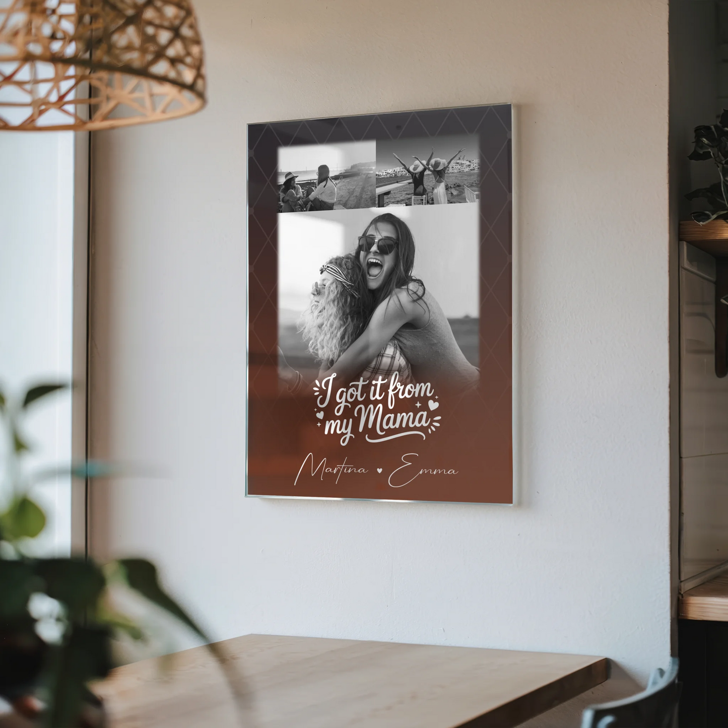 Personalisierte Mama Plakat Acrylglas Bild mit 3 Fotos Der Grund warum ich lächle Geschenk