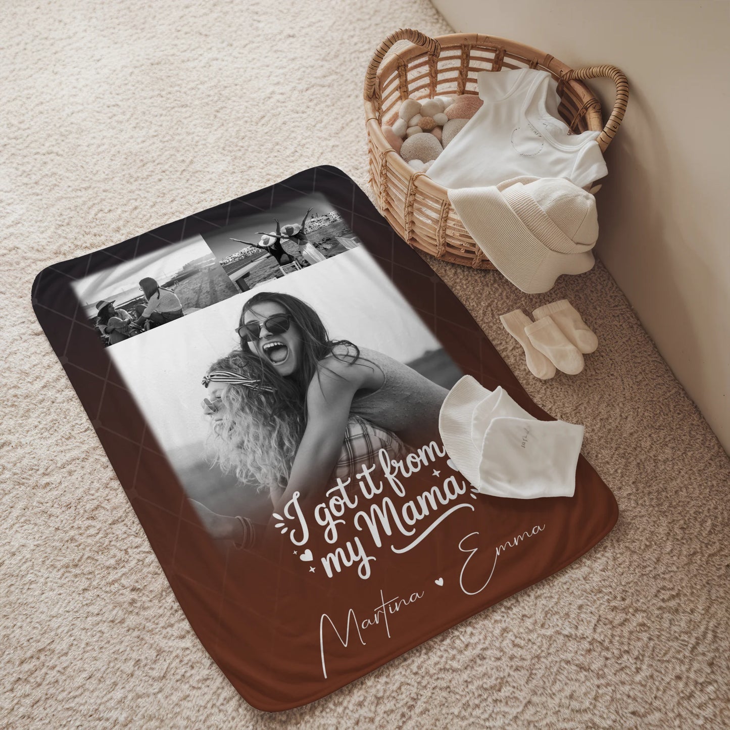 Personalisierte Mama Decke mit 3 Fotos und Der Grund warum ich lächle Geschenk für Mama 2