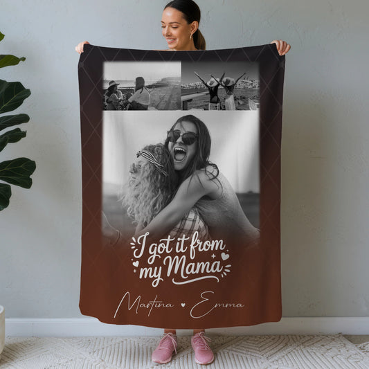 Personalisierte Mama Decke mit 3 Fotos und Der Grund warum ich lächle Geschenk für Mama 1