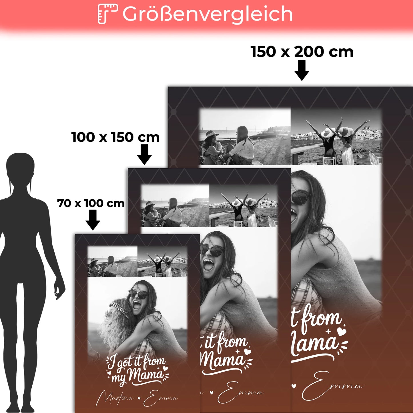 Personalisierte Mama Decke mit 3 Fotos und Der Grund warum ich lächle Geschenk für Mama 5