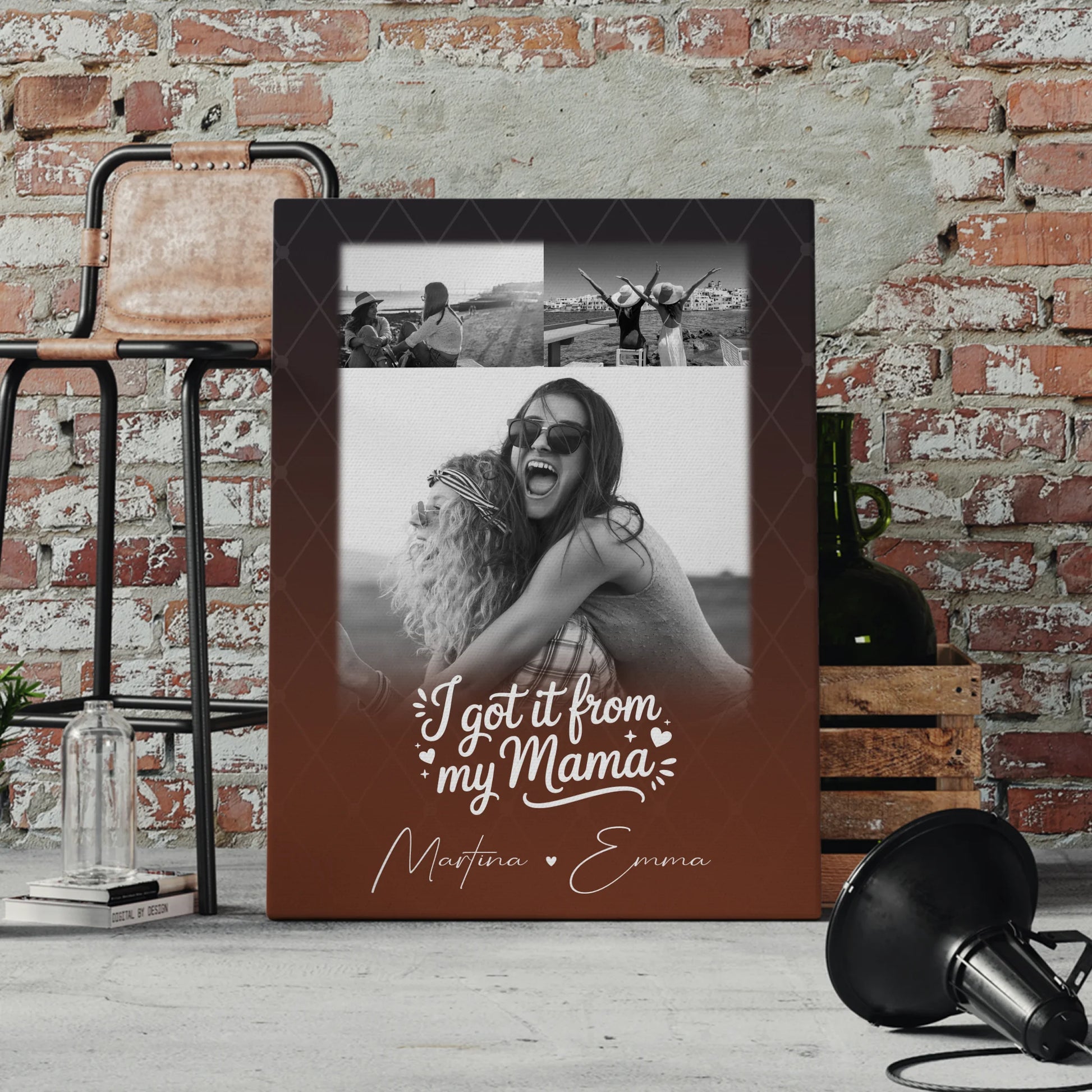 Personalisierte Leinwand Mama mit 3 Fotos Der Grund warum ich lächle Geschenk für Mama 4