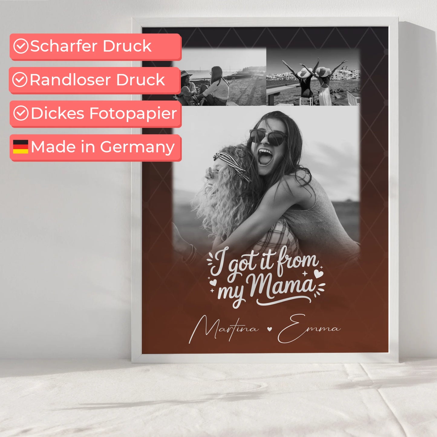 Poster Für Mama personalisiert mit 3 Fotos Der Grund warum ich lächle Geschenkidee