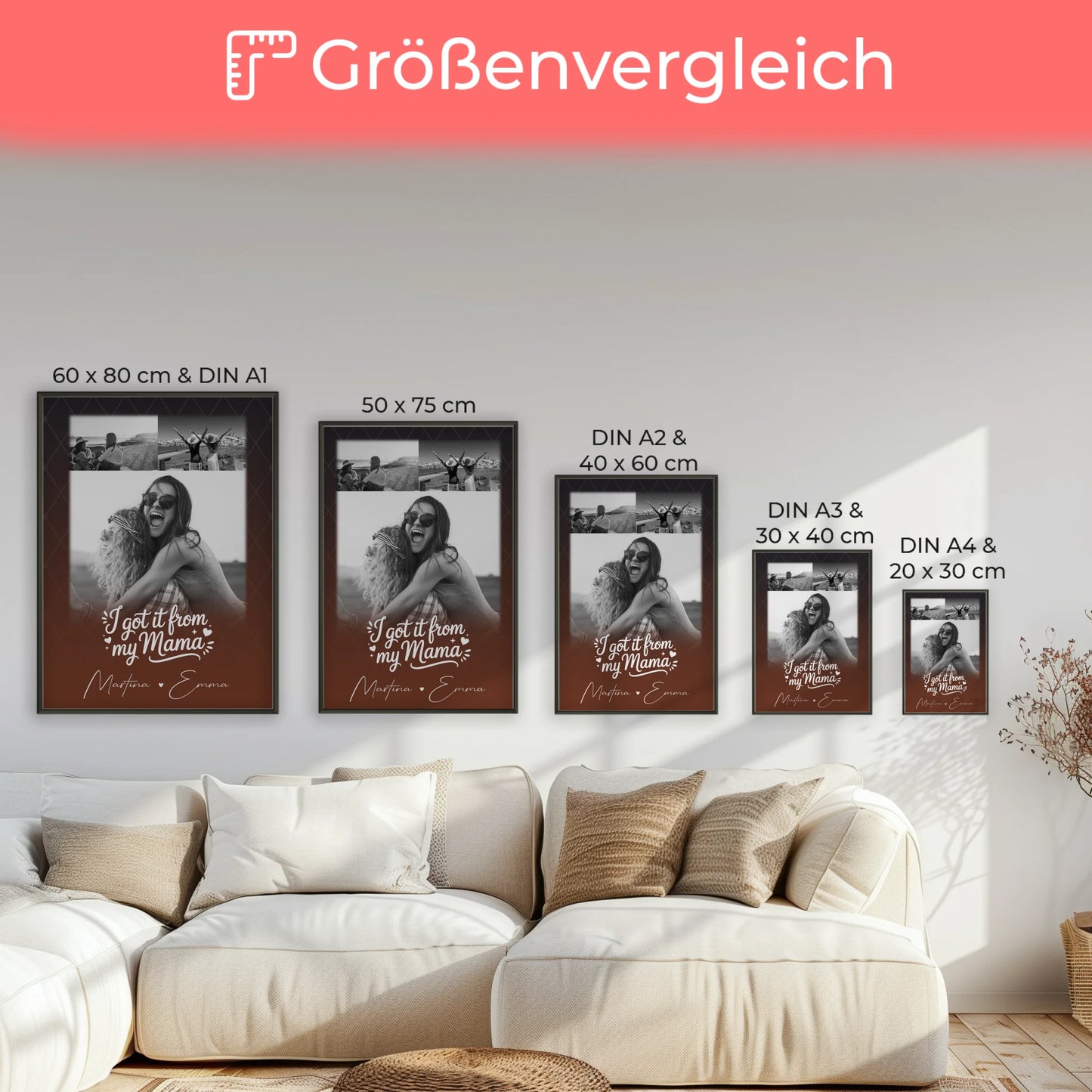 Poster Für Mama personalisiert mit 3 Fotos Der Grund warum ich lächle Geschenkidee