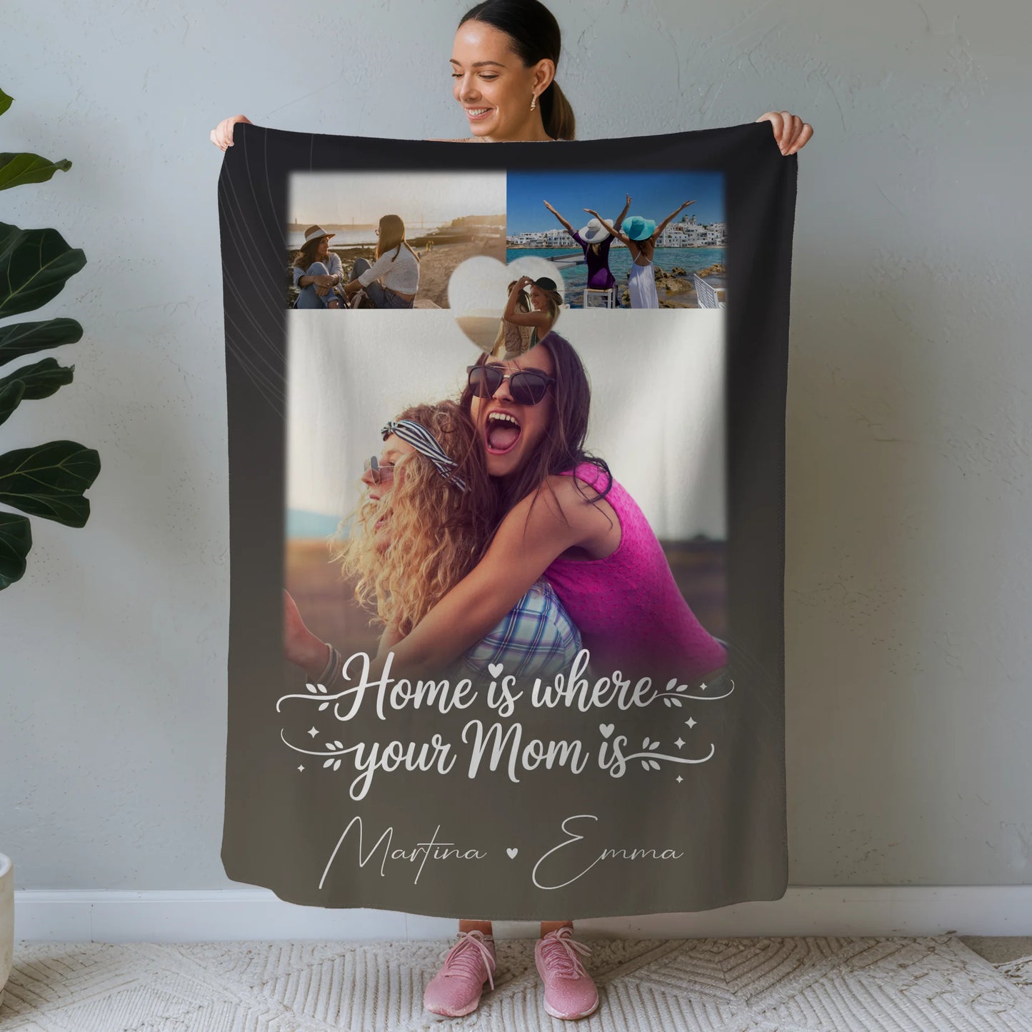 Decke Mit Namen 3 Fotos und 1 Herz Foto Allerbeste Perfekte Person personalisiertes Geschenk 1