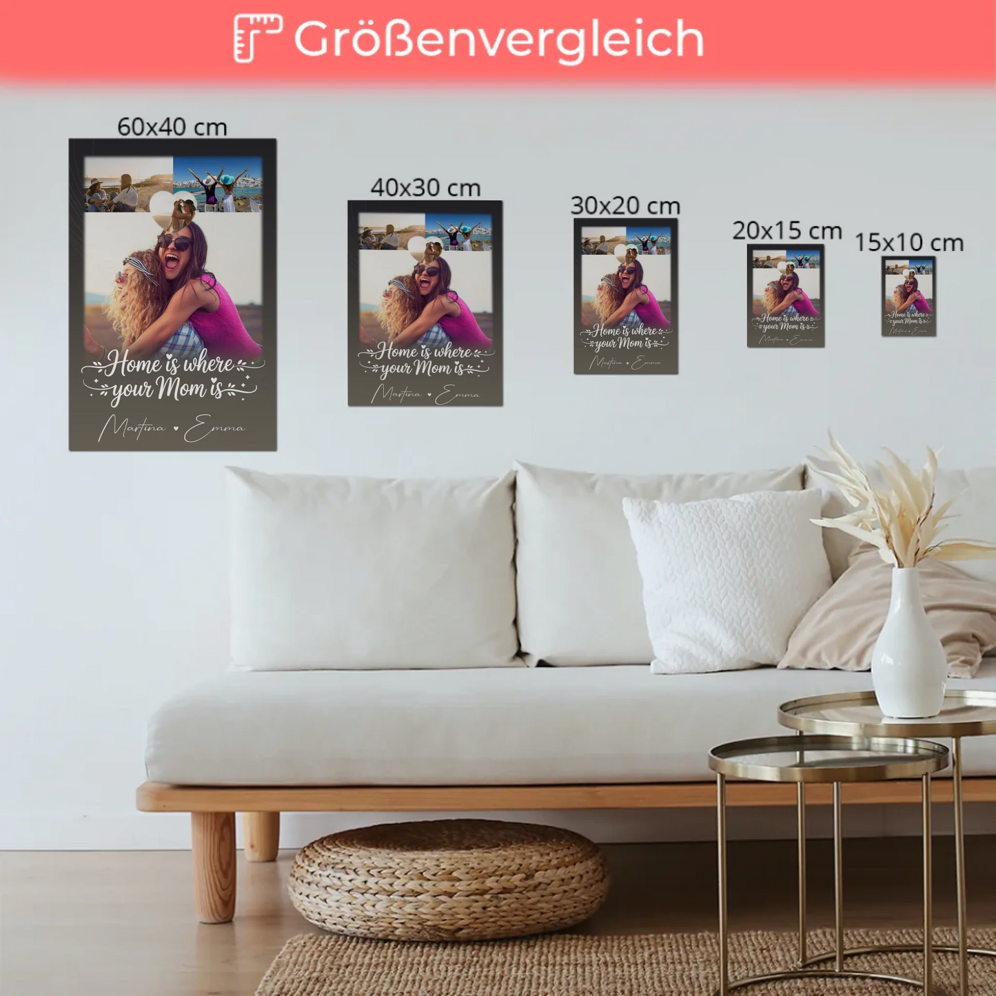 Mama Plakat Fotoboard mit 3 Fotos und 1 Herz Foto Allerbeste Perfekte Person 6