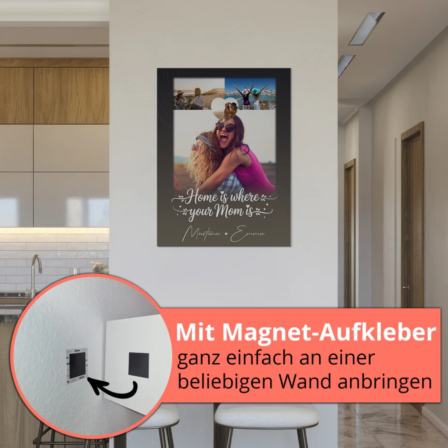 Mama Plakat Fotoboard mit 3 Fotos und 1 Herz Foto Allerbeste Perfekte Person