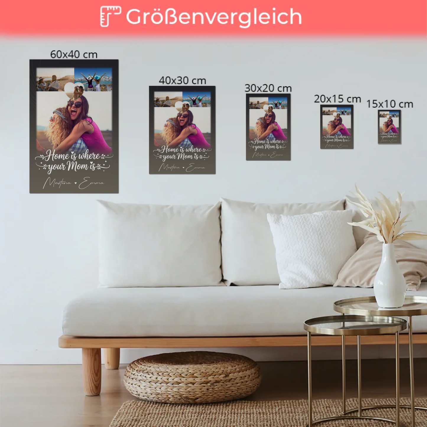Mama Plakat Fotoboard mit 3 Fotos und 1 Herz Foto Allerbeste Perfekte Person