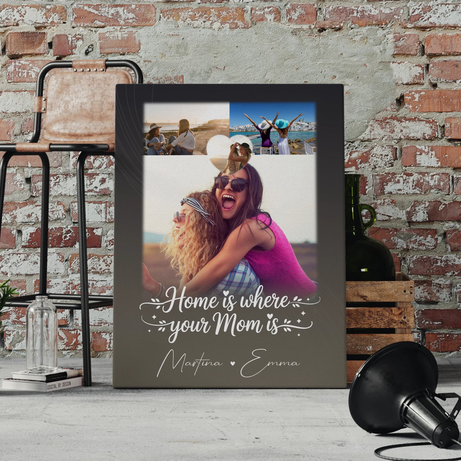 Mama Leinwand mit 3 Fotos und Herz Foto Allerbeste Perfekte Person personalisiertes Geschenk 4