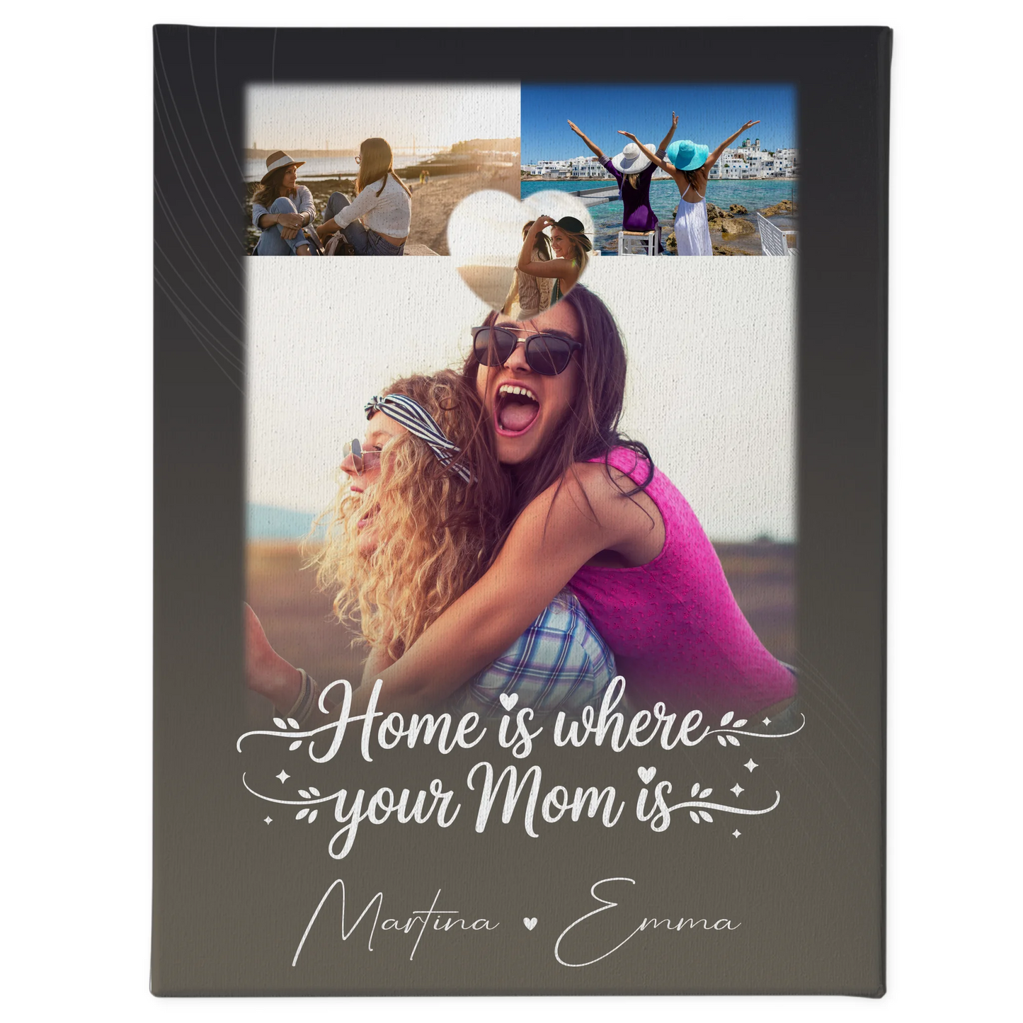 Mama Leinwand mit 3 Fotos und Herz Foto Allerbeste Perfekte Person personalisiertes Geschenk 1