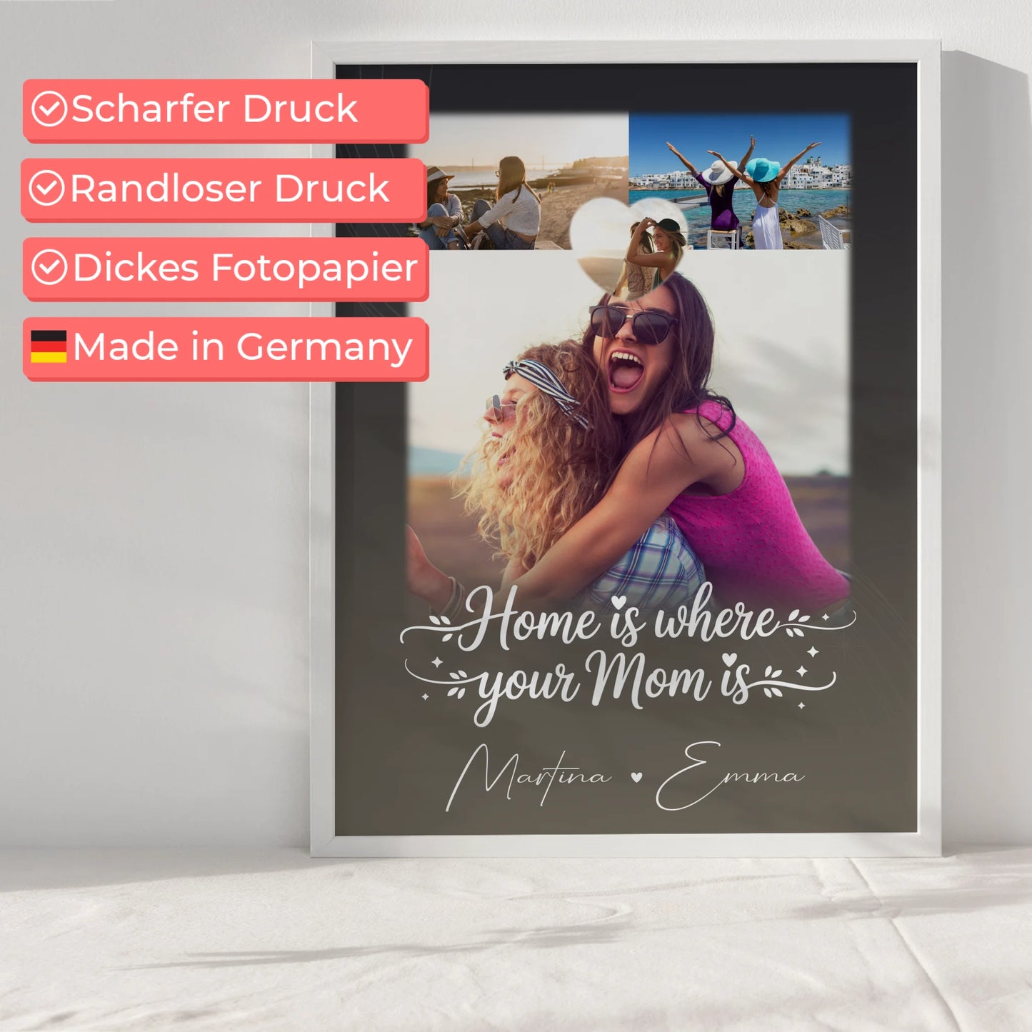 Mama Plakat Poster Allerbeste Perfekte Person mit 3 Fotos und 1 Herz Foto