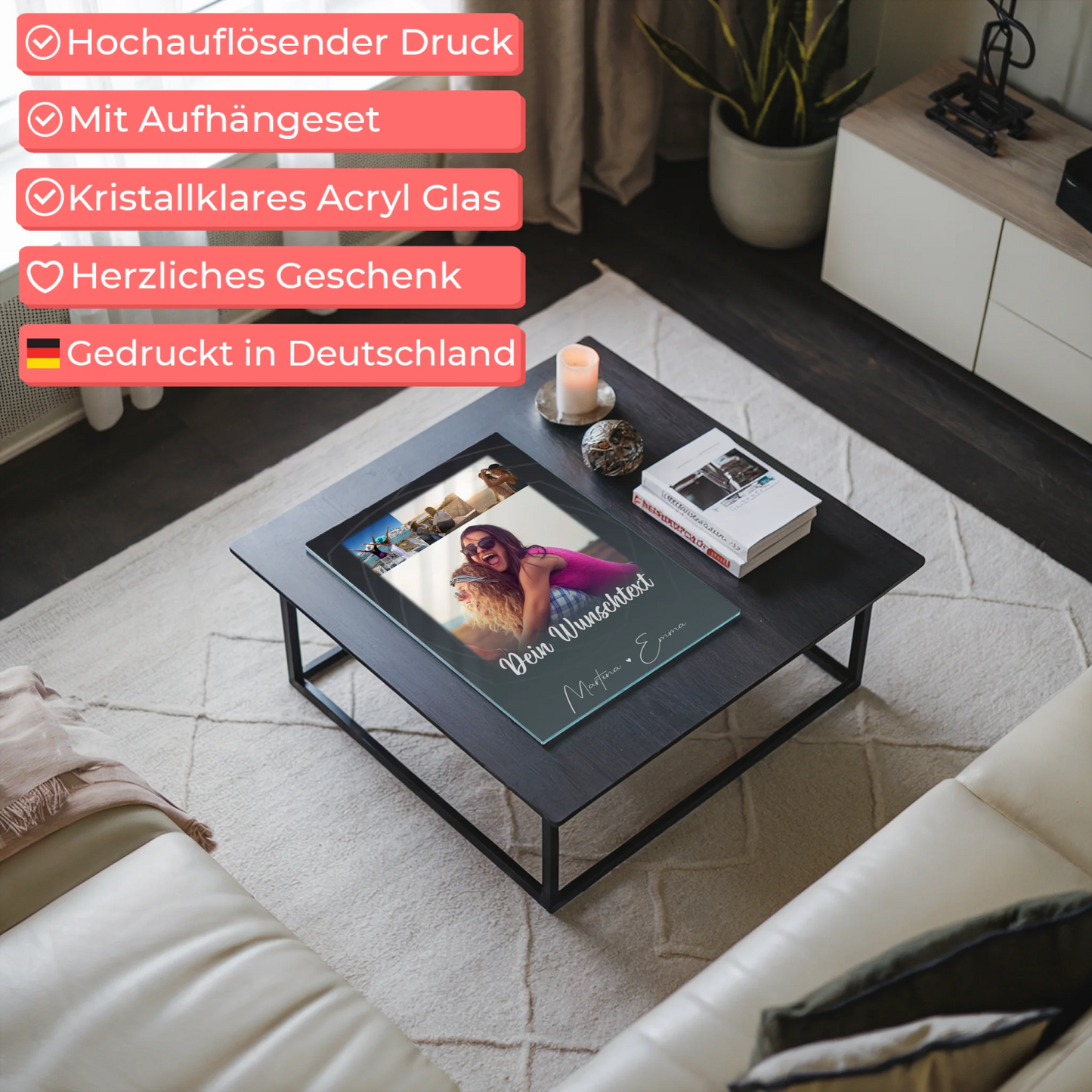 Mama Plakat mit 4 Fotos Wunschtext Du verrückt Ich verrückt personalisiert