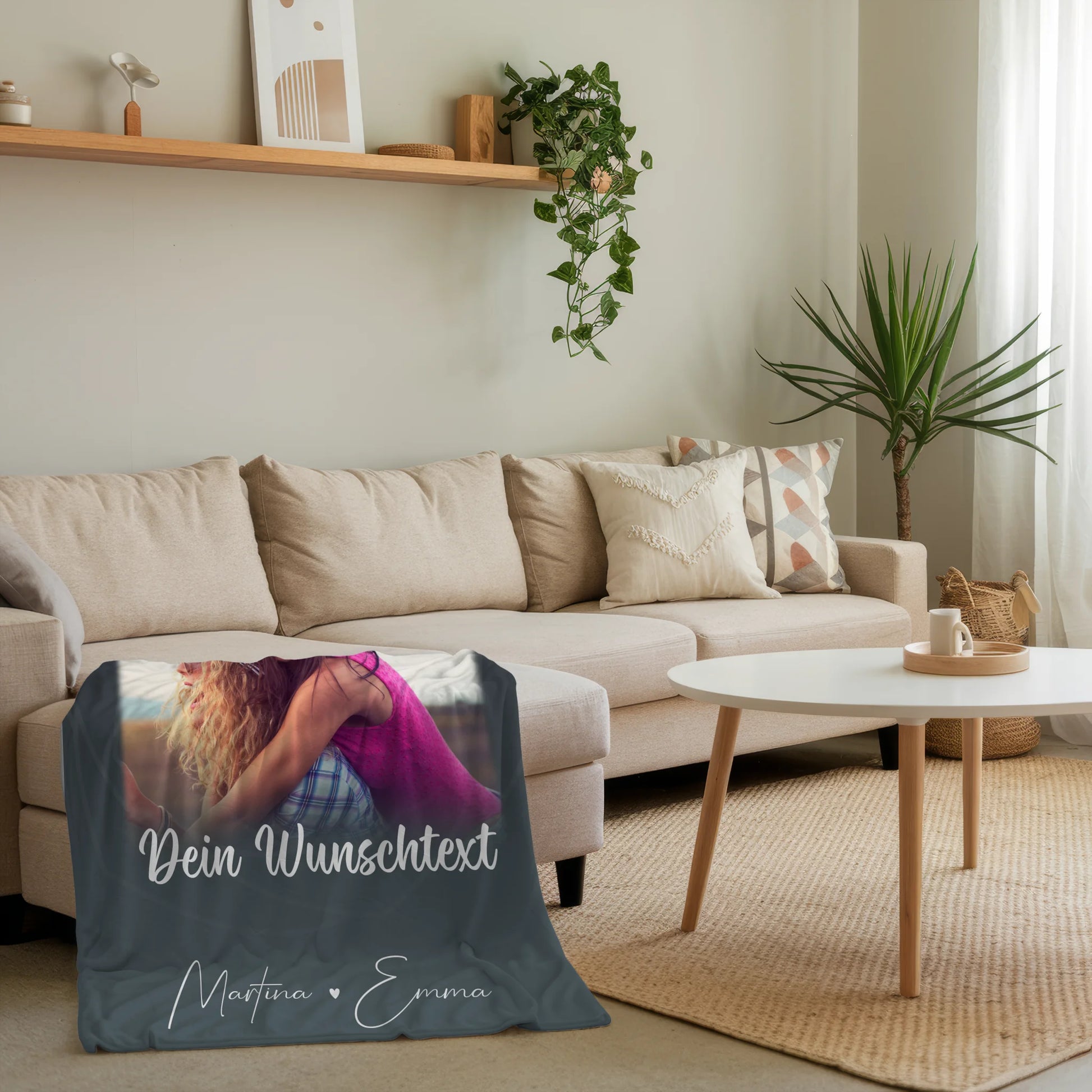 Personalisierte Decke Für Mama mit 4 Fotos Wunschtext Du verrückt Ich verrückt 4