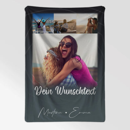Personalisierte Decke Für Mama mit 4 Fotos Wunschtext Du verrückt Ich verrückt 7