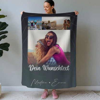 Personalisierte Decke Für Mama mit 4 Fotos Wunschtext Du verrückt Ich verrückt 1