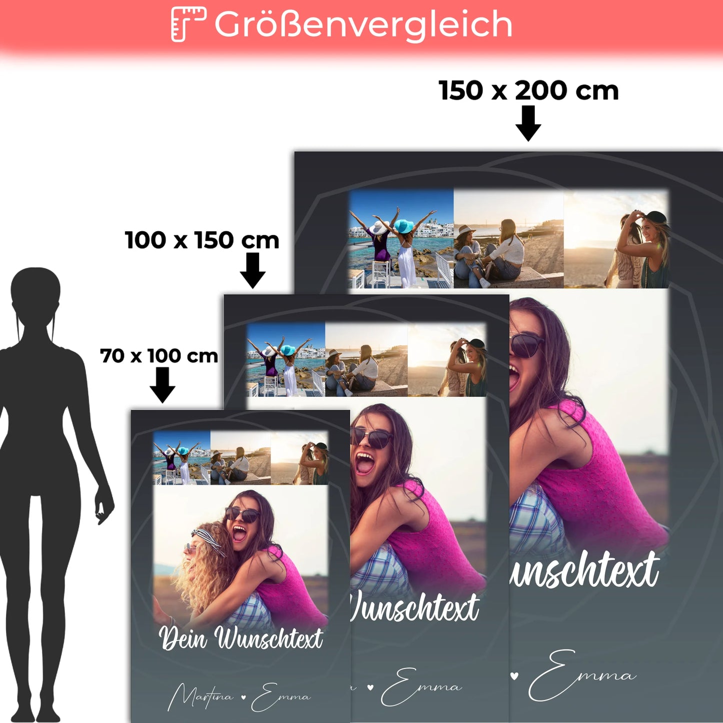 Personalisierte Decke Für Mama mit 4 Fotos Wunschtext Du verrückt Ich verrückt 5