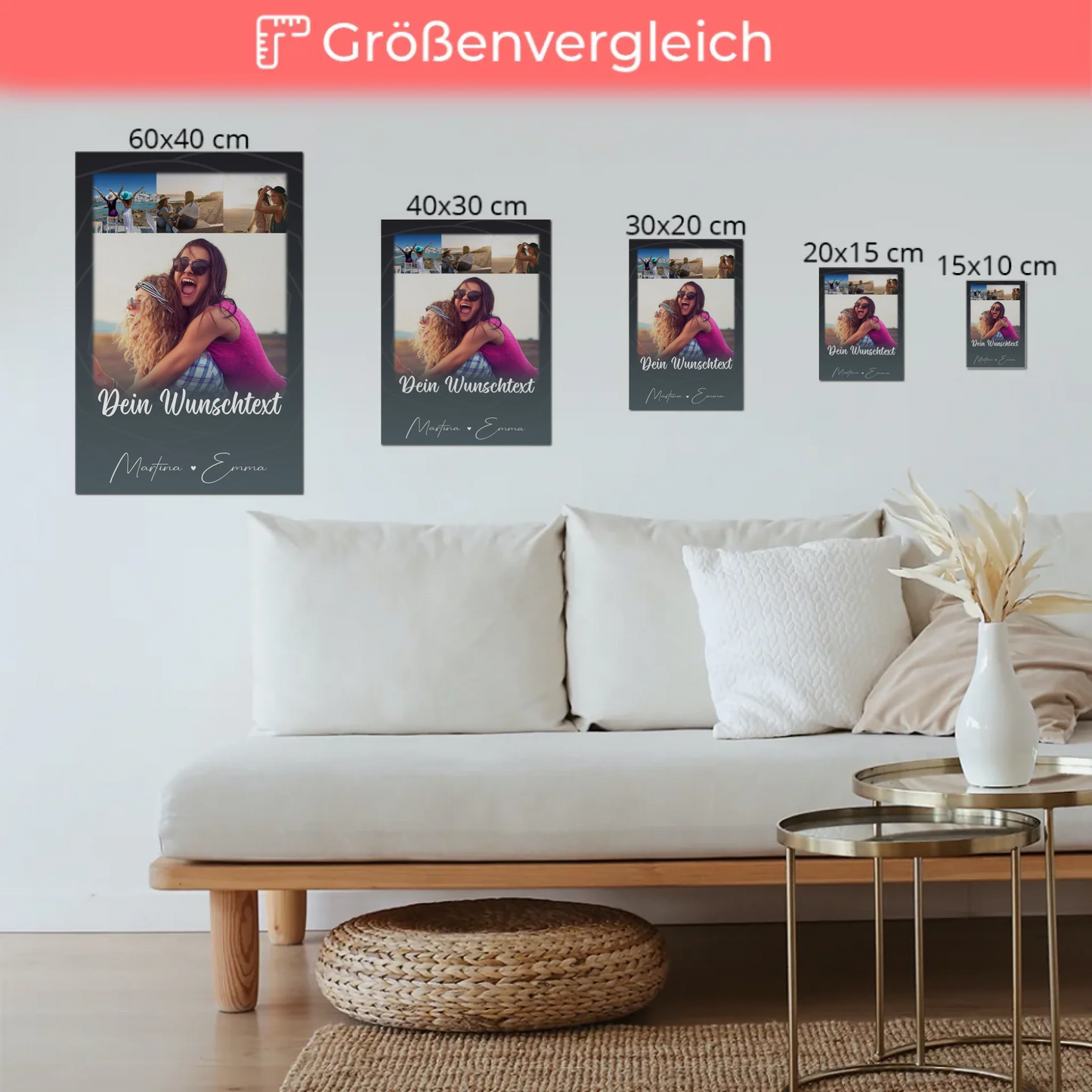 Mama Plakat mit 4 Fotos Wunschtext Du verrückt Ich verrückt personalisiertes Geschenk
