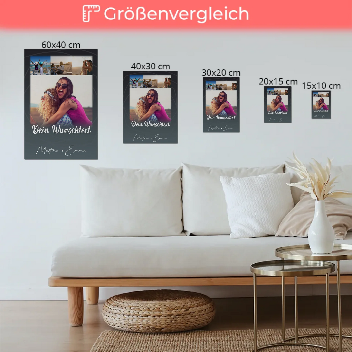 Mama Plakat mit 4 Fotos Wunschtext Du verrückt Ich verrückt personalisiertes Geschenk