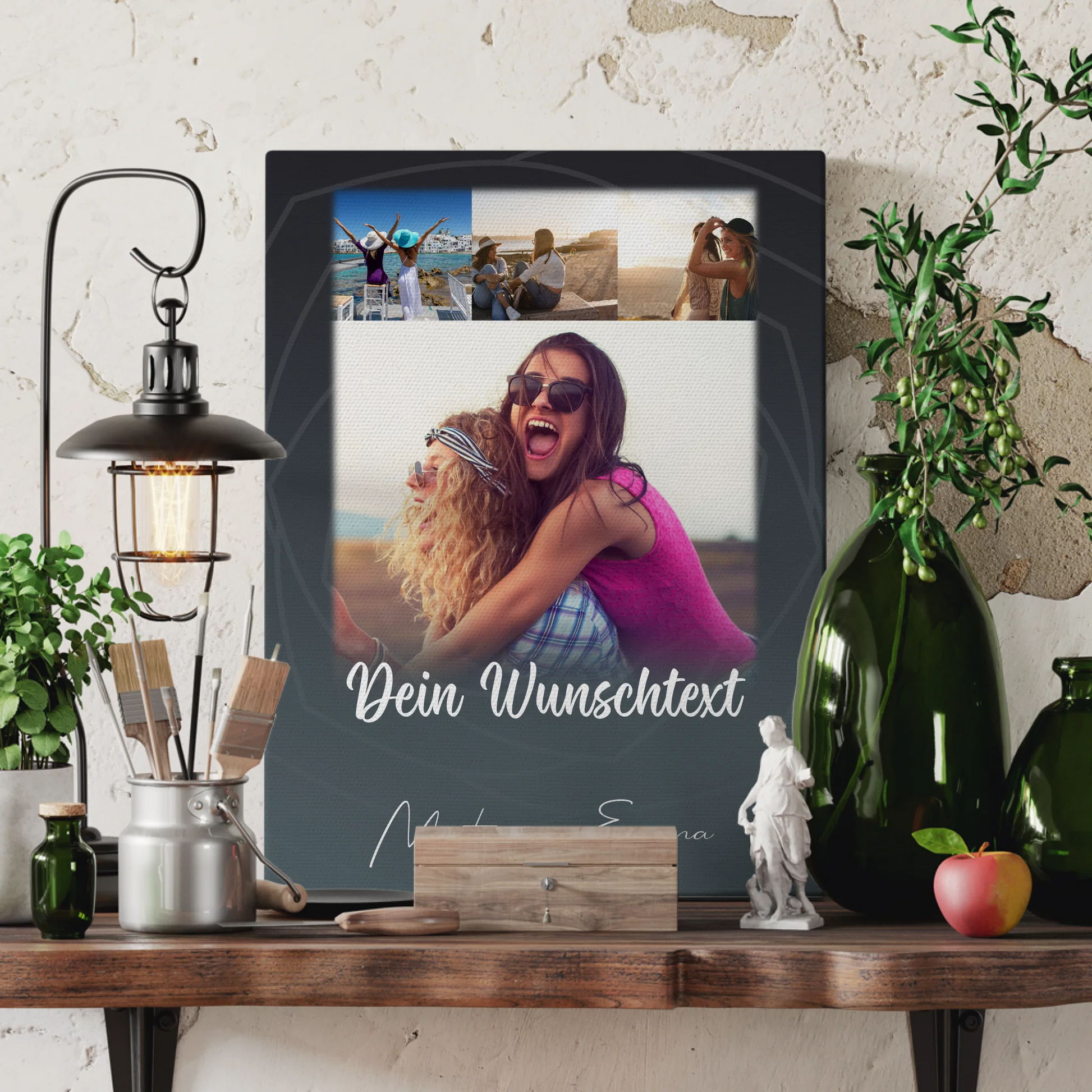 Mama Plakat Leinwand mit 4 Fotos Wunschtext Du verrückt Ich verrückt passt 3