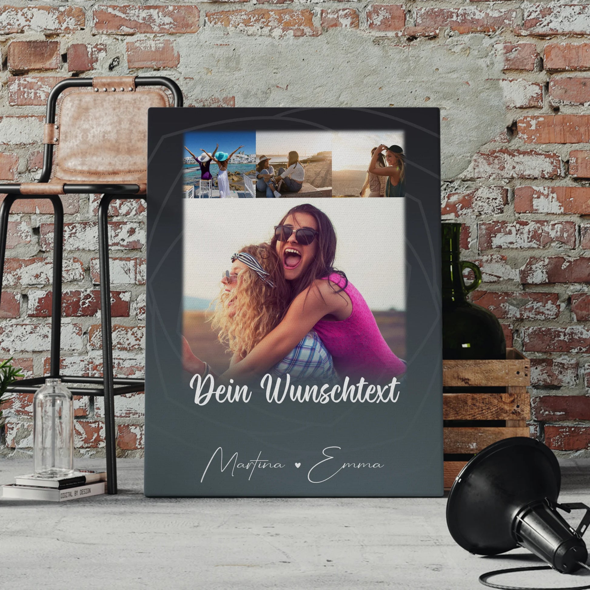 Mama Plakat Leinwand mit 4 Fotos Wunschtext Du verrückt Ich verrückt passt 4