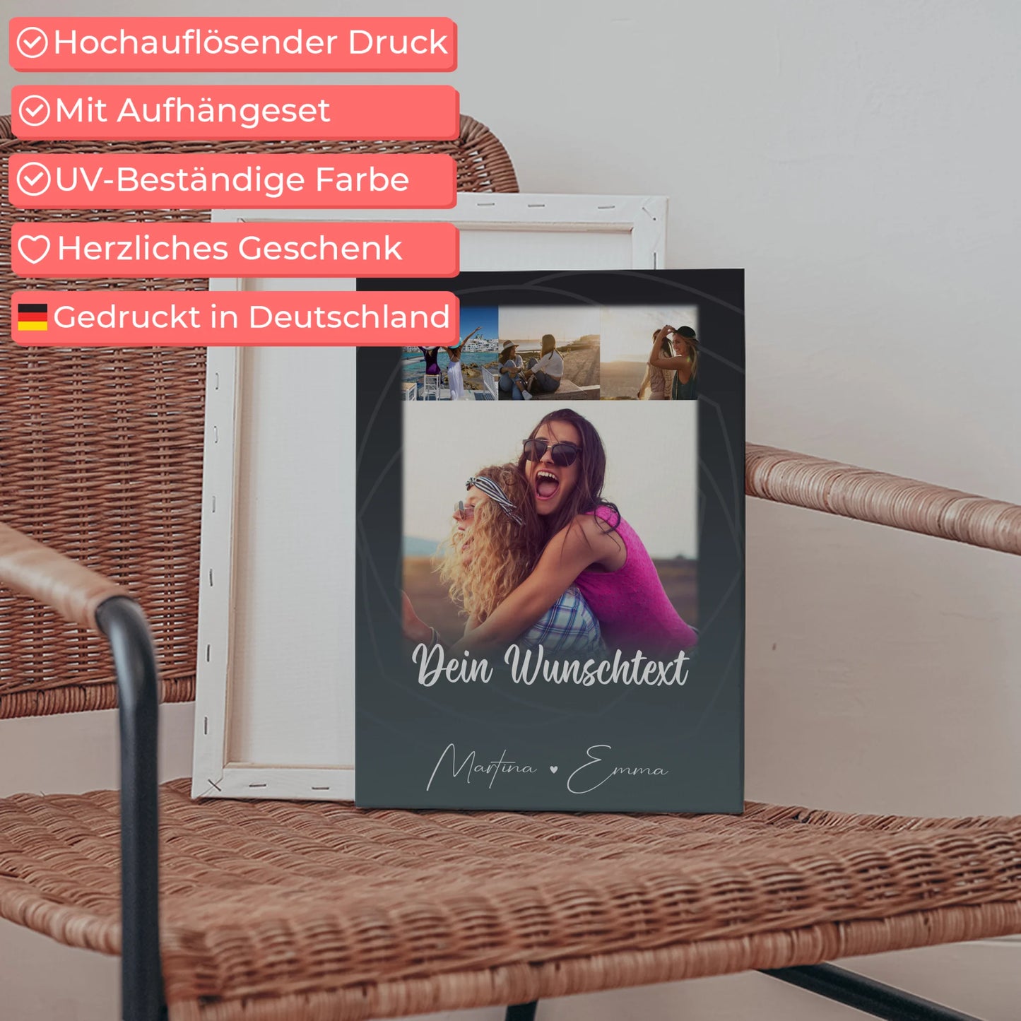 Mama Plakat Leinwand mit 4 Fotos Wunschtext Du verrückt Ich verrückt passt 5