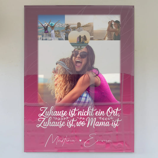 Personalisiertes Mama Plakat mit 4 Fotos und kleinem Herz Du bist cool ich bin cool passt