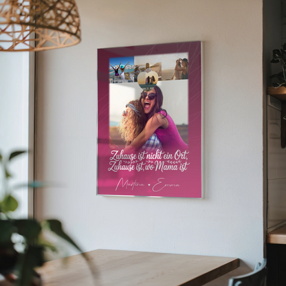 Personalisiertes Mama Plakat mit 4 Fotos und kleinem Herz Du bist cool ich bin cool passt