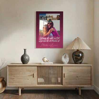 Personalisiertes Mama Plakat mit 4 Fotos und kleinem Herz Du bist cool ich bin cool passt