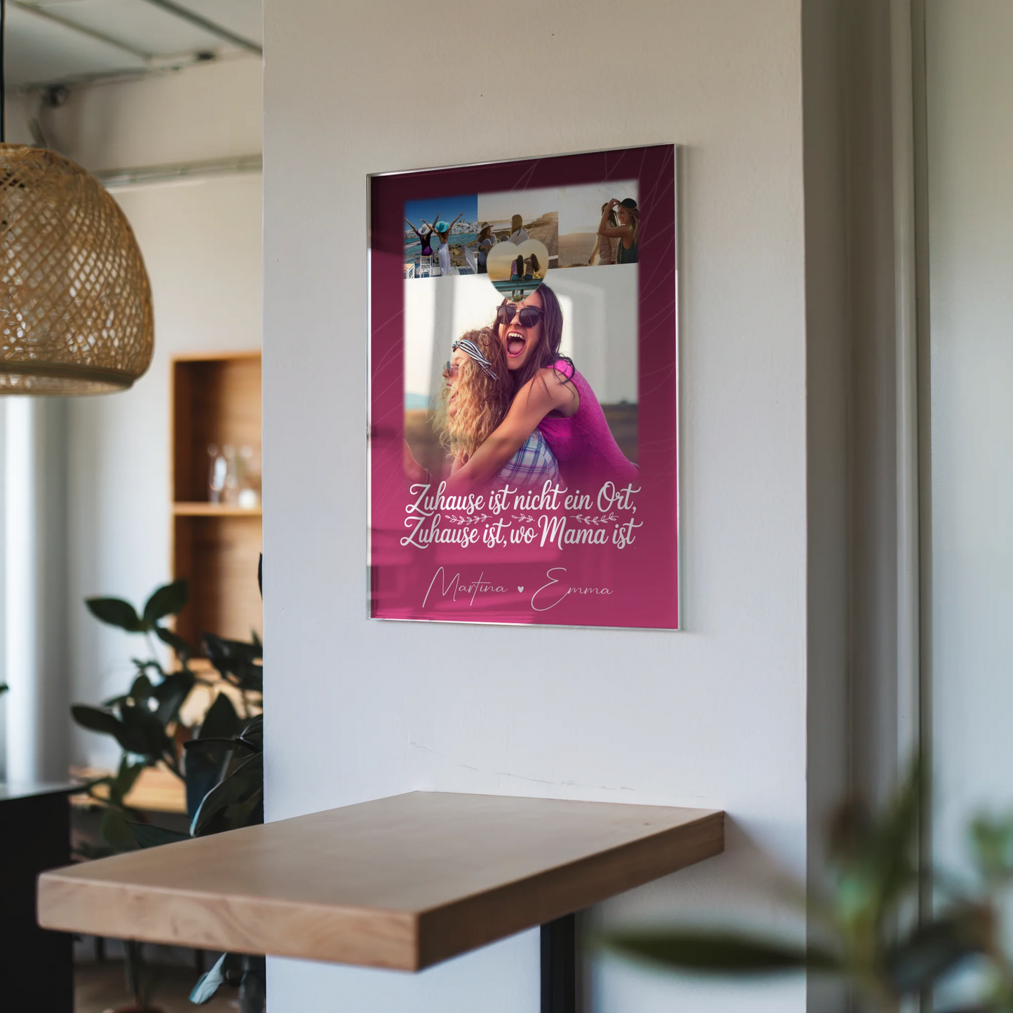 Personalisiertes Mama Plakat mit 4 Fotos und kleinem Herz Du bist cool ich bin cool passt