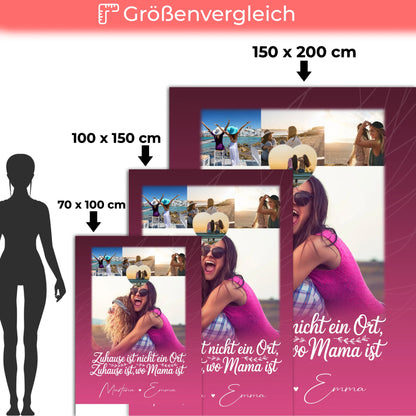 Personalisierte Namensdecke mit 4 Fotos und 1 Herz Foto Du bist cool ich bin cool passt 5