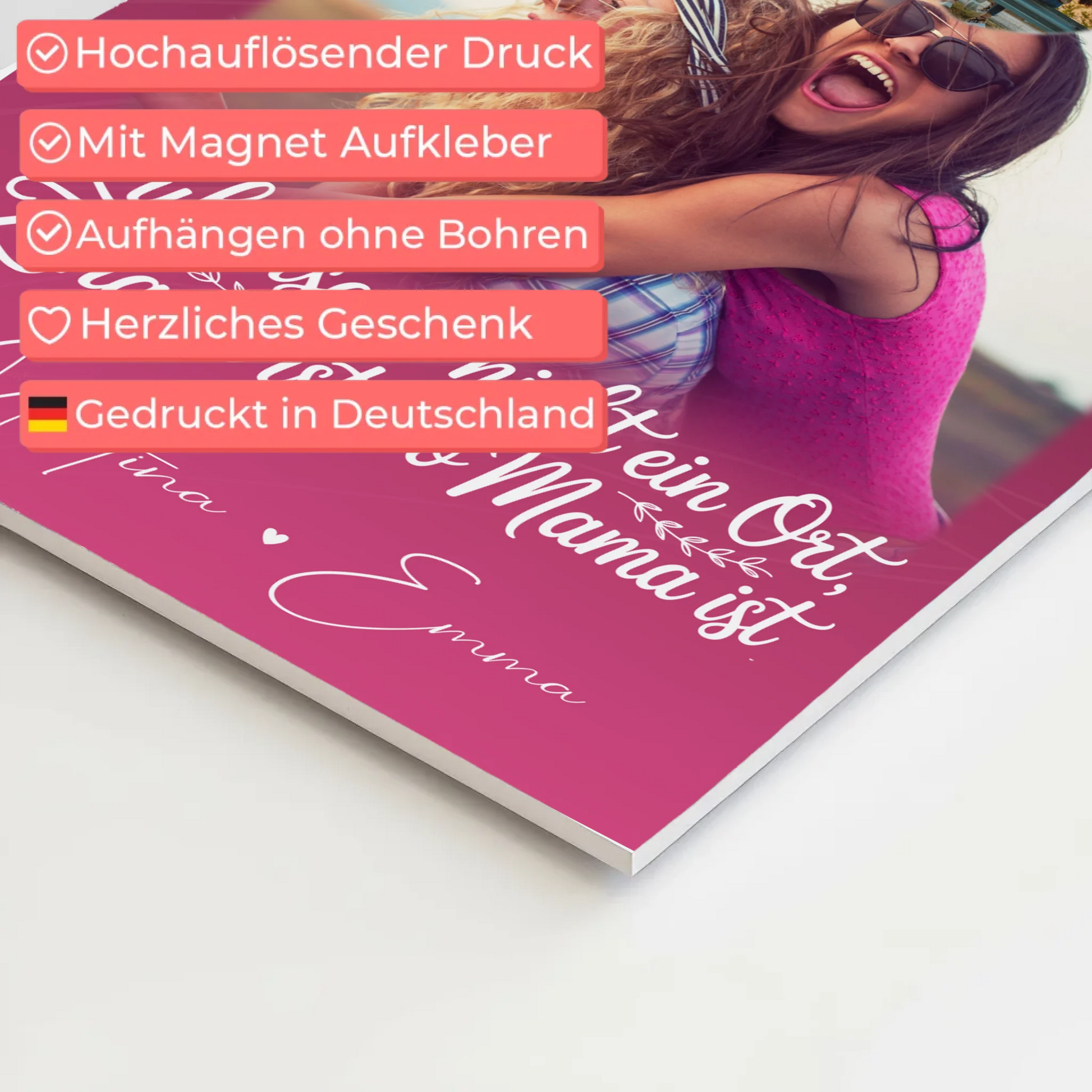 Mama Plakat mit 4 Fotos und 1 Kleines Herz Foto Du bist cool ich bin cool passt perfekt zum personalisierten Geschenk 4