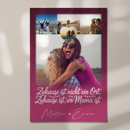 Mama Plakat mit 4 Fotos und 1 Kleines Herz Foto Du bist cool ich bin cool passt perfekt zum personalisierten Geschenk