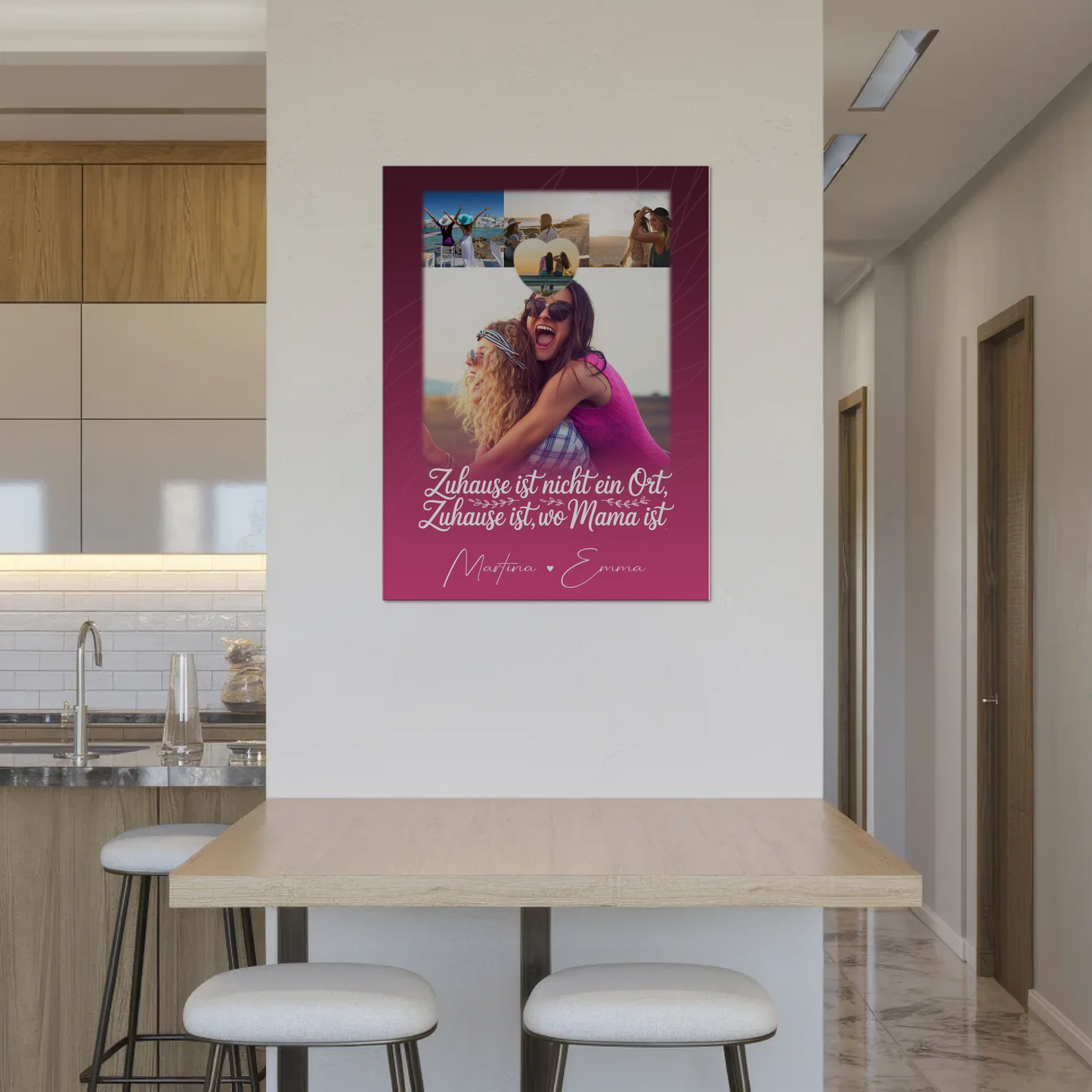 Mama Plakat mit 4 Fotos und 1 Kleines Herz Foto Du bist cool ich bin cool passt perfekt zum personalisierten Geschenk