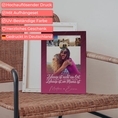 Mama Plakat mit 4 Fotos und kleinem Herz Personalisiertes Geschenk Du bist cool ich bin cool passt 5