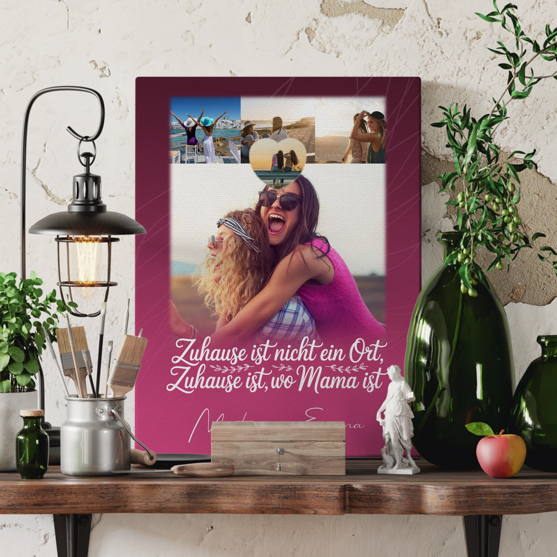 Mama Plakat mit 4 Fotos und kleinem Herz Personalisiertes Geschenk Du bist cool ich bin cool passt 3