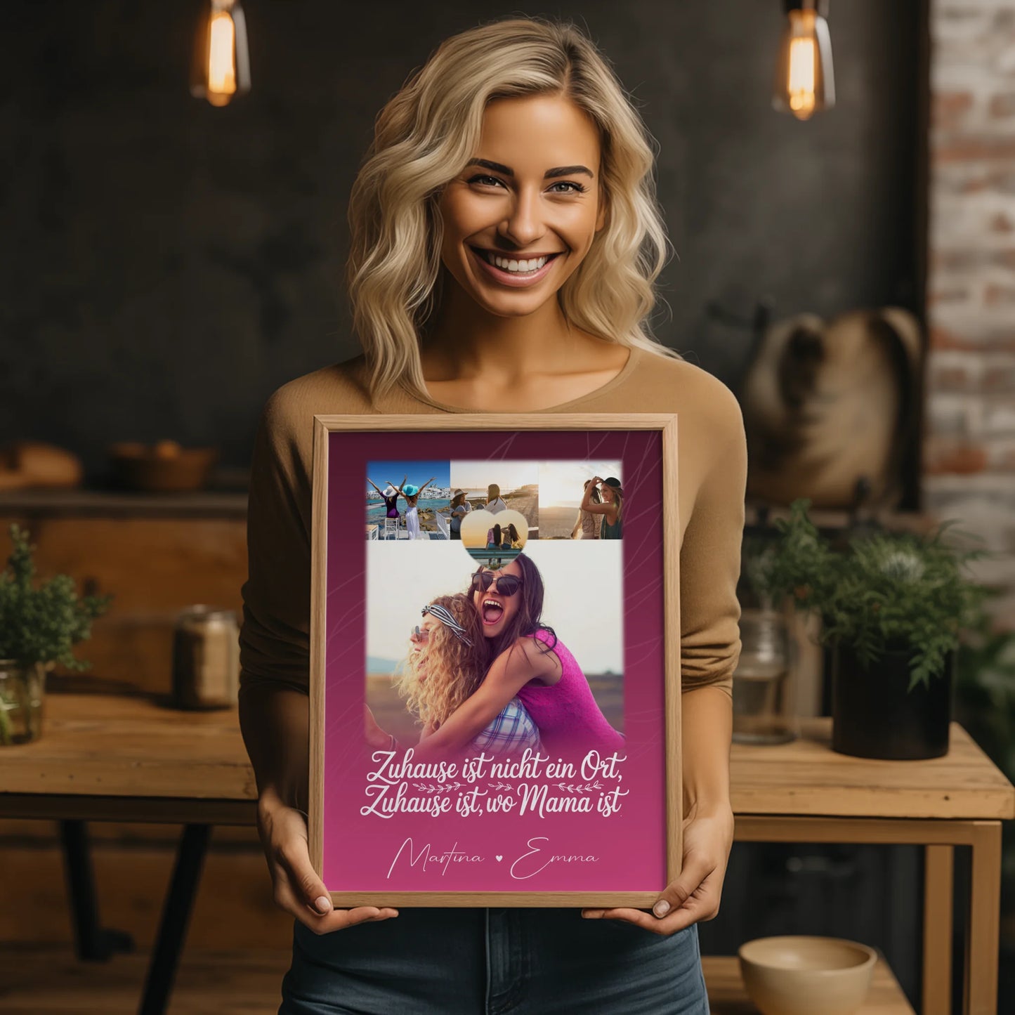 Mutter Tochter Poster 4 Fotos und 1 Kleines Herz Foto Du bist cool ich bin cool passt