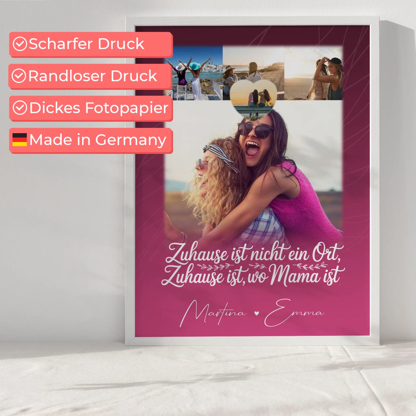 Mutter Tochter Poster 4 Fotos und 1 Kleines Herz Foto Du bist cool ich bin cool passt