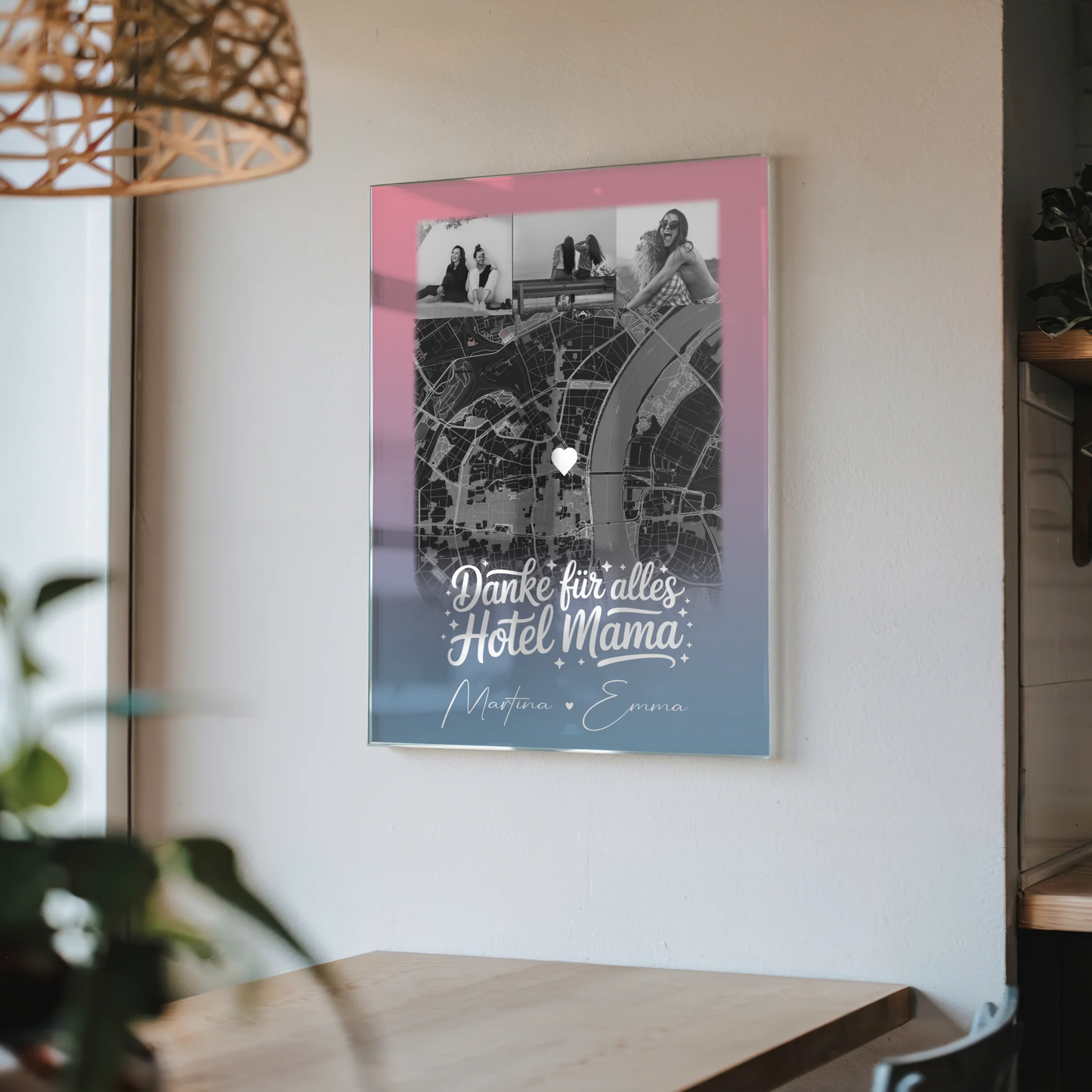 Mama Plakat Acrylglas Bild mit 4 Fotos und Karte Einfach mal Danke sagen personalisiertes Geschenk