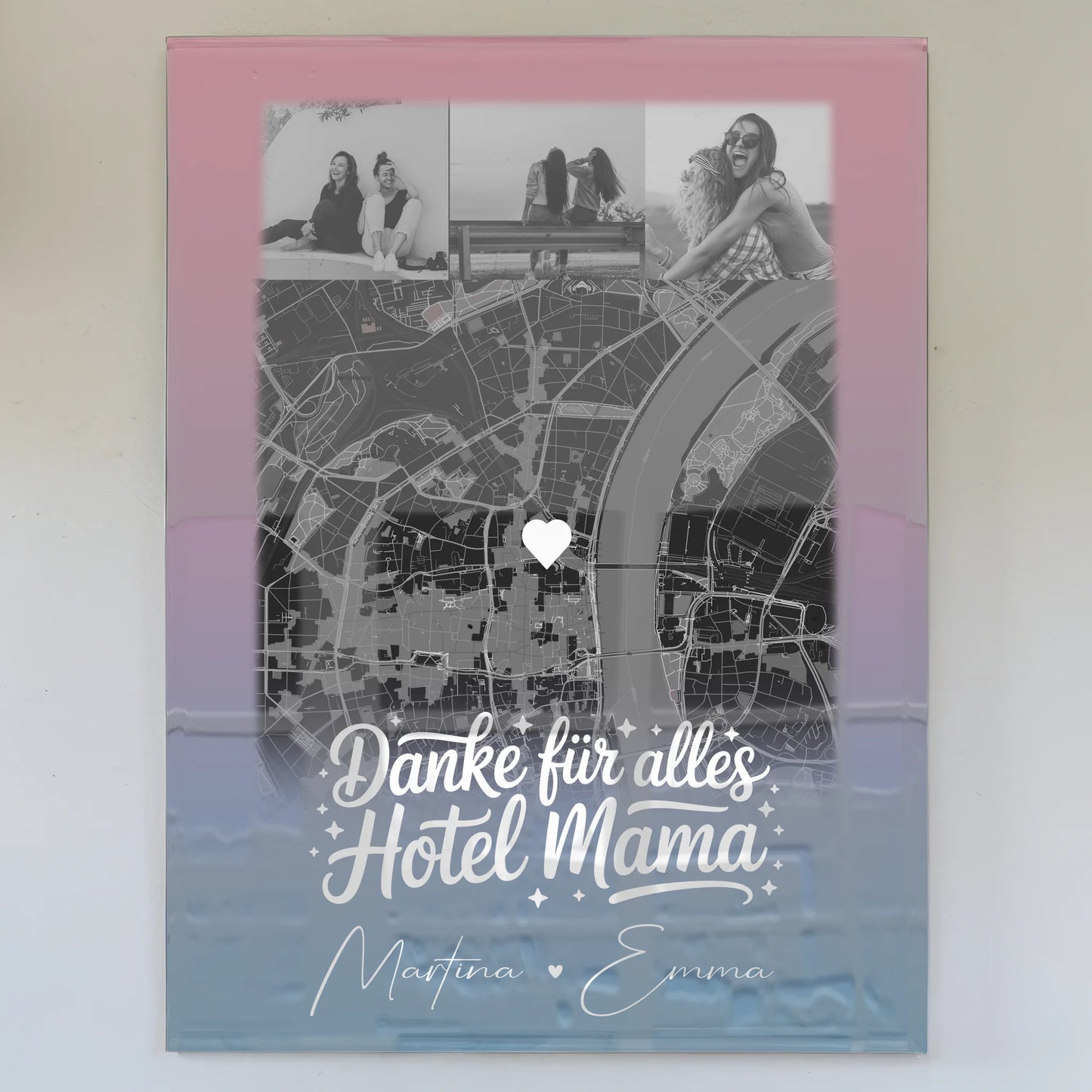 Mama Plakat Acrylglas Bild mit 4 Fotos und Karte Einfach mal Danke sagen personalisiertes Geschenk