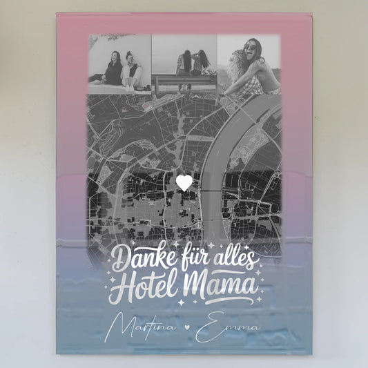 Mama Plakat Acrylglas Bild mit 4 Fotos und Karte Einfach mal Danke sagen personalisiertes Geschenk