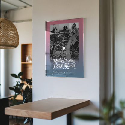 Mama Plakat Acrylglas Bild mit 4 Fotos und Karte Einfach mal Danke sagen personalisiertes Geschenk