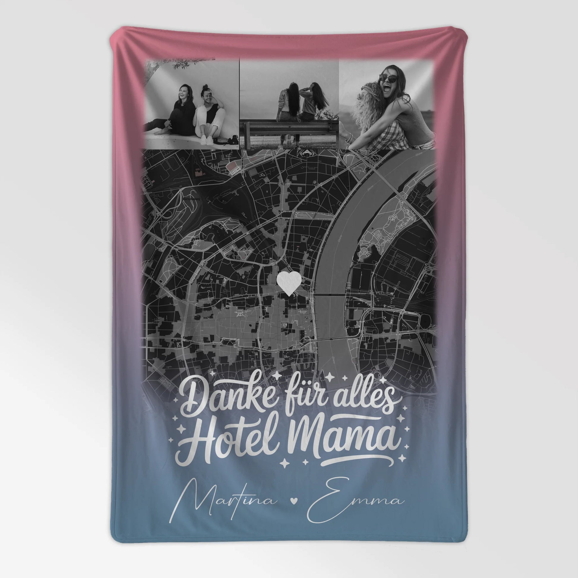 Decke Mama mit 4 Fotos und Karte Personalisiertes Geschenk Einfach mal Danke sagen 7