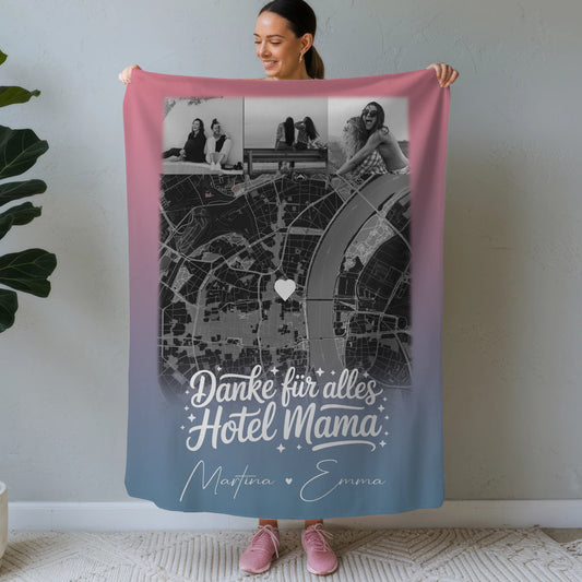 Decke Mama mit 4 Fotos und Karte Personalisiertes Geschenk Einfach mal Danke sagen 1