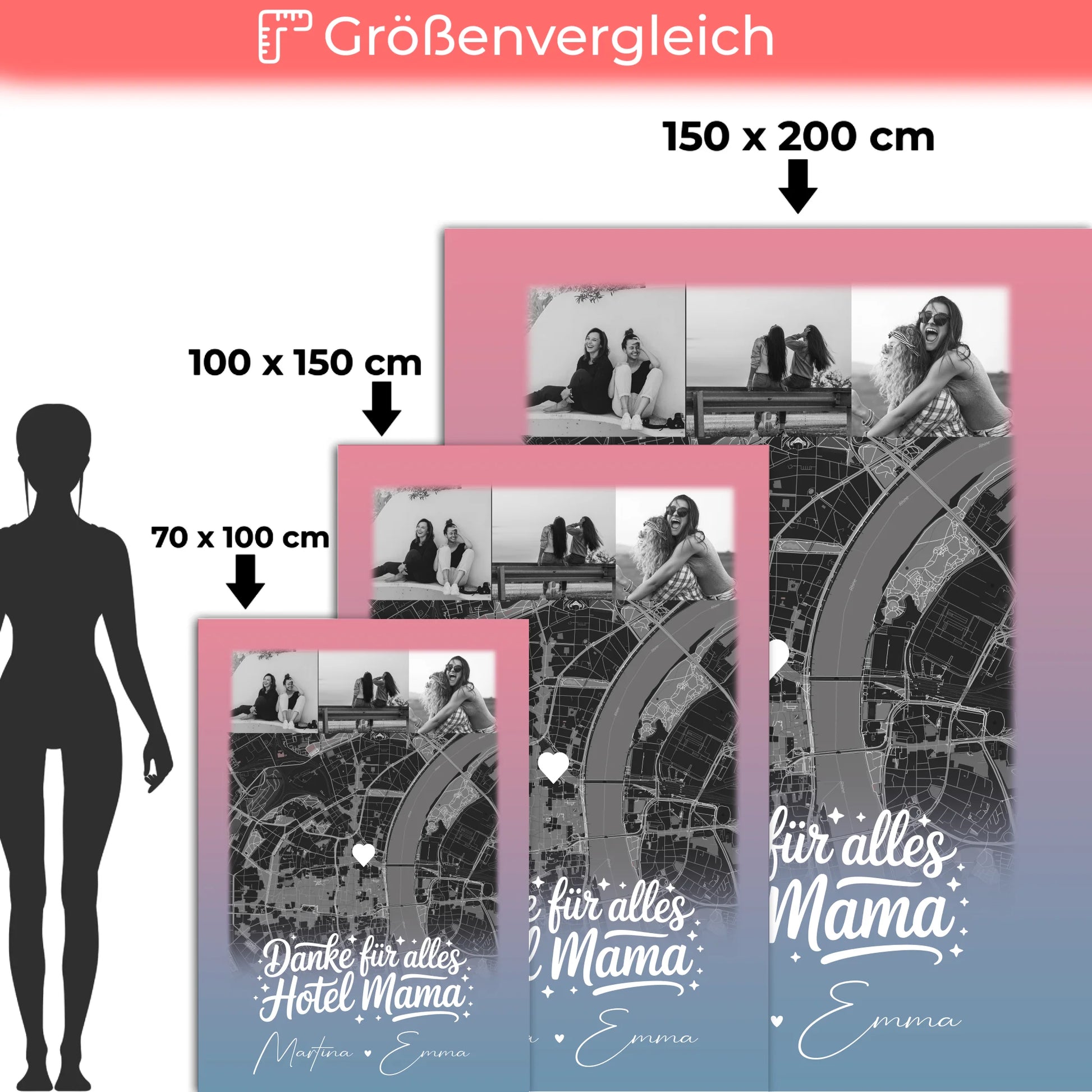 Decke Mama mit 4 Fotos und Karte Personalisiertes Geschenk Einfach mal Danke sagen 5