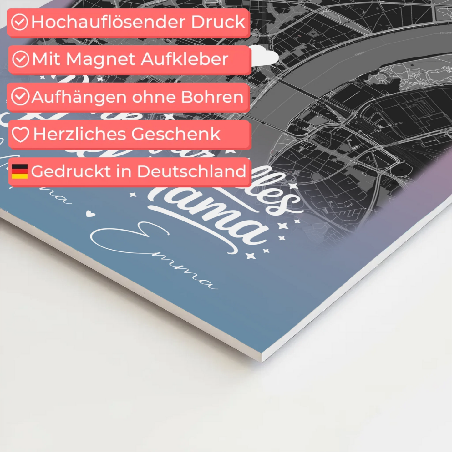 Mama Plakat mit 4 Fotos und Karte Personalisierte Geschenkidee Einfach mal Danke sagen