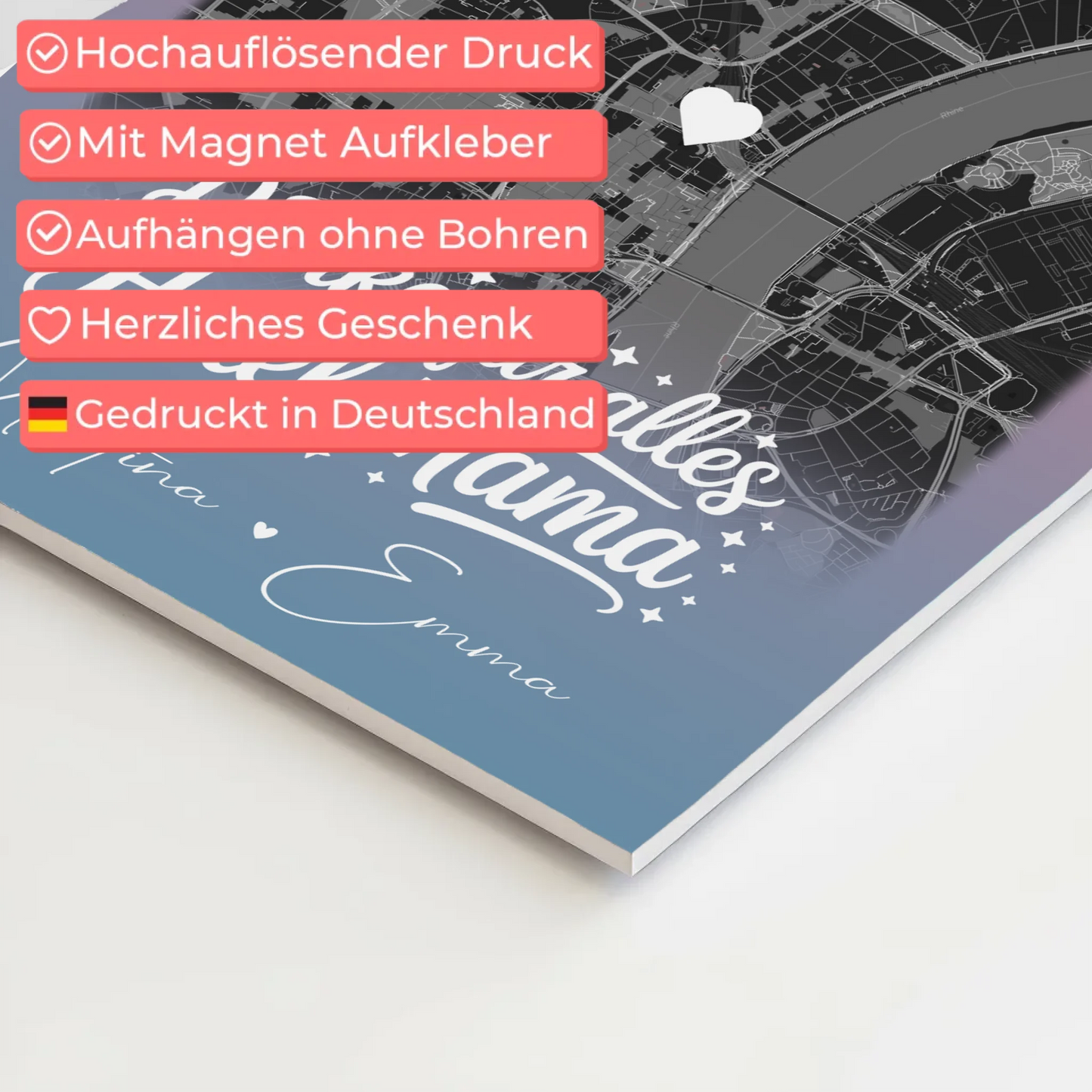 Mama Plakat mit 4 Fotos und Karte Personalisierte Geschenkidee Einfach mal Danke sagen