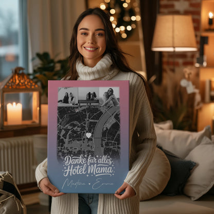 Mama Leinwand mit 4 Fotos und Karte Personalisiertes Geschenk Einfach mal Danke sagen 2