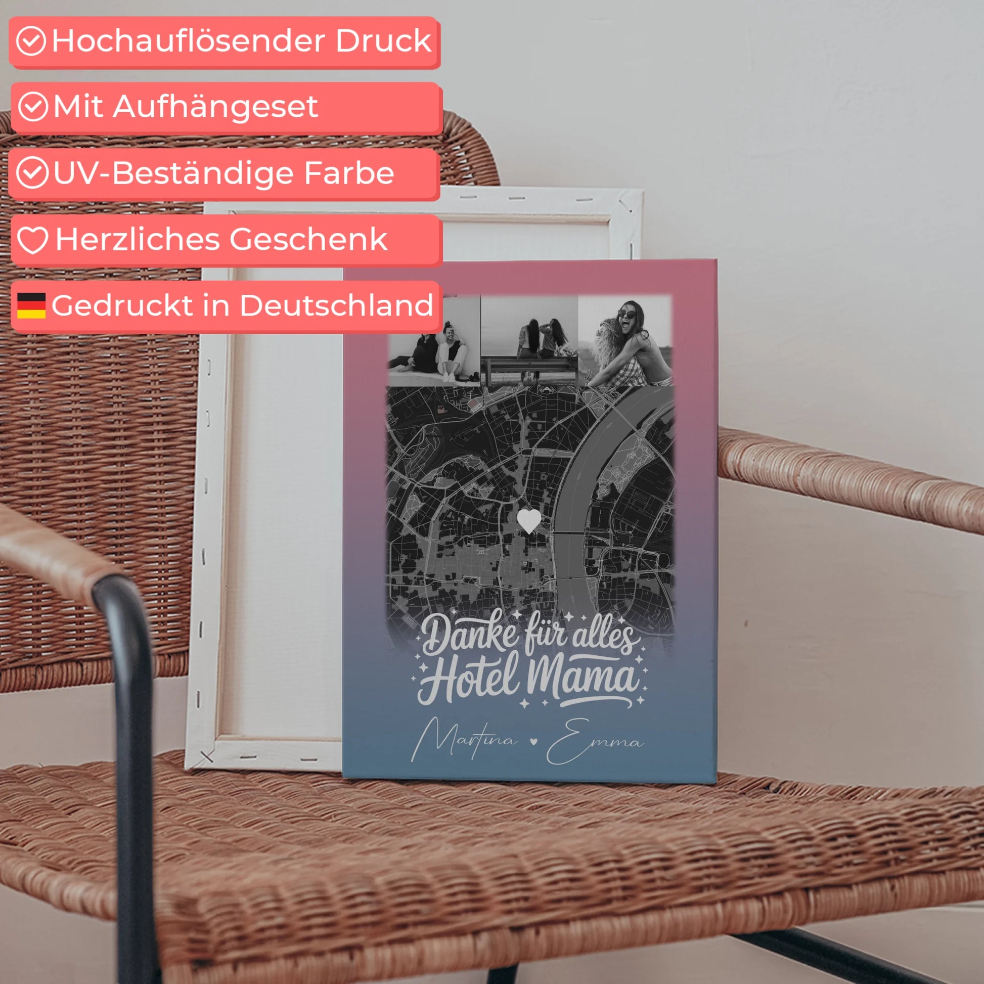 Mama Leinwand mit 4 Fotos und Karte Personalisiertes Geschenk Einfach mal Danke sagen 5