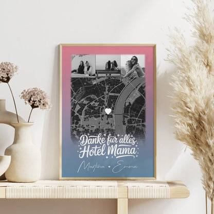 Personalisiertes Mama Poster mit 4 Fotos und Karte Einfach mal Danke sagen